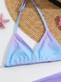 Young Girl Gradient Swimsuit Set