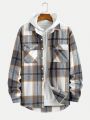 Manfinity Hypemode Loose Fit Men's Plaid Wool Jacket With Patch Pockets