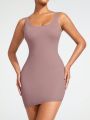 SHEIN SHAPE Women's Solid Color Bodycon Dress