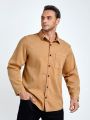 SHEIN Extended Sizes Men Plus Pocket Patched Button Up Corduroy Shirt