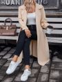 SHEIN Frenchy Lapel Neck Slant Pocket Belted Trench Coat