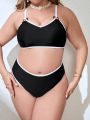 SHEIN Swim Chicsea Plus Size Colorblock Swimsuit With Trim