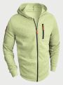 SHEIN Men's Zipper Front Hooded Sweatshirt With Drawstring