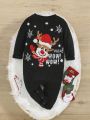 SHEIN Baby Boy Christmas Pattern Knit Jumpsuit Without Socks