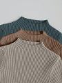 SHEIN Unity 3pcs Mock Neck Ribbed Knit Sweater