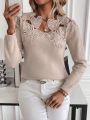 SHEIN Privé Women’s Solid Color Sweater With Heart Embroidery