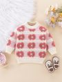 SHEIN Kids CHARMNG Young Girl Floral Pattern Sweater