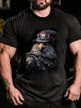 Men's Stylish Eagle Pattern T-shirt, Versatile