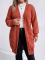 SHEIN LUNE Plus Dual Pocket Drop Shoulder Open Front Cardigan