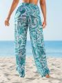 SHEIN Swim BohoFeel Women'S Marble Printed Cover Up Pants