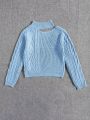 Girls' (big) Twisted Knit Irregular Neckline Sweater