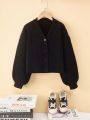 SHEIN Kids EVRYDAY Fashionable Cropped Girl's Sweater Cardigan