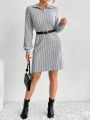 SHEIN Essnce Solid Color Ribbed Knit Dress