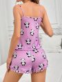 Cartoon Panda Printed Camisole Pajama Set