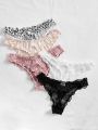 5pack Leopard Lettuce Trim Panty