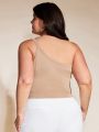 SHEIN BASICS Plus Size Women'S One Shoulder Solid Color Top