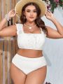 SHEIN Swim Mod Plus Size Solid Color Swimsuit Set