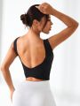 SHEIN Yoga Sxy Women's Solid Color Round Neck Sports Bra