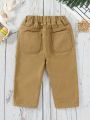 Baby Basic Casual Khaki Color Conic Jeans, Comfortable Fit