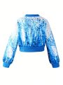 Tween Girl Zip Up Sequin Bomber Jacket