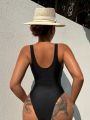 SHEIN Swim SXY Lace-Up Backless One-Piece Swimsuit