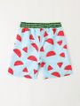 Boys' Watermelon Printed Elastic Waist Beach Pants For Kids