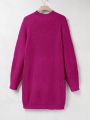 Women's Plus Size Solid Color Turtleneck Raglan Sleeve Loose Sweater Dress