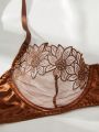 Ladies' Floral Embroidery Mesh Sexy Lingerie Set