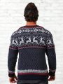 Men Christmas Elk & Geo Pattern Sweater