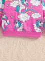 Girls Unicorn Print Ruffle Trim Sweatshirt