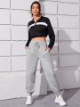 SHEIN Street Sport Letter Graphic Drawstring Waist Sports Pants