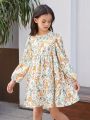 SHEIN Tween Girls' Fashionable Elegant Animal & Floral Print Dress