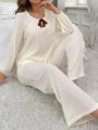 Women'S Solid Color Ribbed Leisure Homewear Set