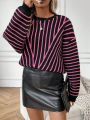 SHEIN Essnce Women's Striped Sweater Pullover