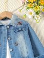 Little Girls' Comfortable Embroidered Denim Jacket