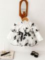 Baby Girl Floral Embroidery Ruffle Trim Peplum Bodysuit