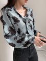 DAZY Women'S Floral Print Loose Long Sleeve Blouse