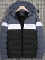 Manfinity Homme Men Colorblock Zip Up Hooded Puffer Coat