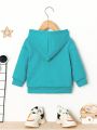 SHEIN Baby Letter Patched Kangaroo Pocket Drop Shoulder Hoodie