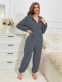 Women's Solid Color Hooded Furry Pajamas