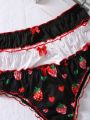 Women's Strawberry Pattern Bow Tie Triangle Underwear