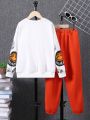 SHEIN Kids HYPEME Tween Boy Cartoon Graphic Pullover & Sweatpants