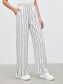 SHEIN BIZwear Ladies' Vertical Stripe Trousers With Slanted Pockets