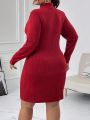 SHEIN Privé Plus Size Solid Color High Collar Dress