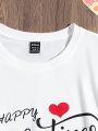 Women Valentine's Day Letter Printed T-Shirt