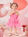 Girls' Mesh & Pleated Skirt Set, Elegant, Cute, Fashionable And Trendy