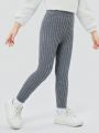 SHEIN Young Girl 2pcs Ribbed Knit Sweater Pants