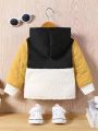 Infant Boys' Plush Jacket, Warm Fleece Hooded Colorblock Coat