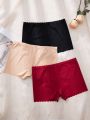 Women's Solid Color Boyshorts With Scallop Hem (3pcs/set)