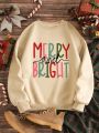 Plus Christmas Print Thermal Lined Sweatshirt